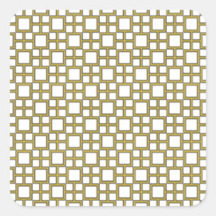 Modern Square Pattern Gold Quadratischer Aufkleber