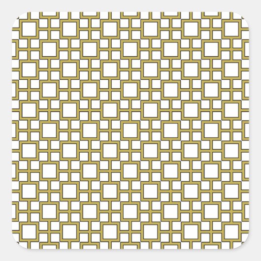 Modern Square Pattern Gold Quadratischer Aufkleber (Vorderseite)
