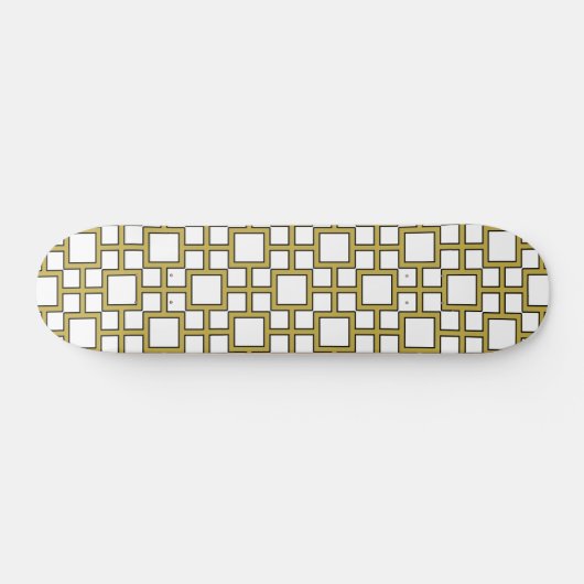 Modern Square Pattern Gold Skateboard (Horizontal)