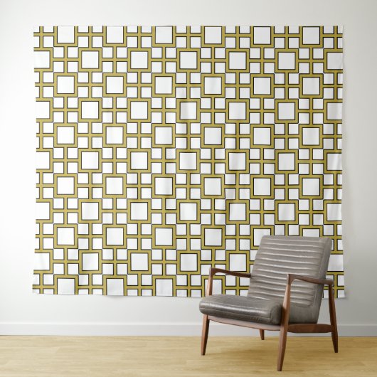 Modern Square Pattern Gold Wandteppich (Beispiel (Horizontal))