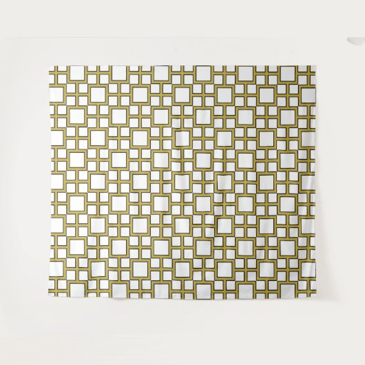 Modern Square Pattern Gold Wandteppich (Vorderseite (Horizontal))