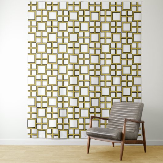 Modern Square Pattern Gold Wandteppich (Beispiel)