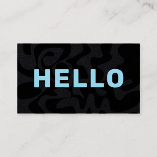Modern Squiggle Hello Black Light Blue Visitenkarte