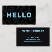 Modern Squiggle Hello Black Light Blue Visitenkarte (Vorne/Hinten)