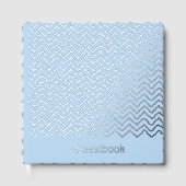 Modern Squiggly Zigzag Chevron Pattern On Blue Gästebuch (Vorderseite)