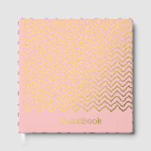 Modern Squiggly Zigzag Chevron Pattern On Pink Gästebuch (Vorderseite)