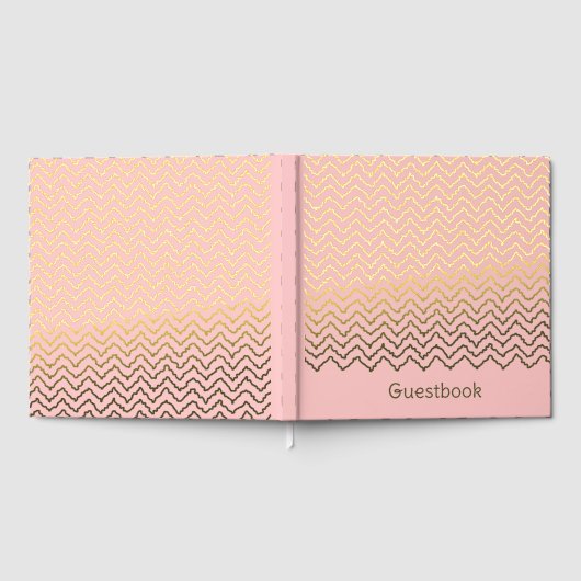 Modern Squiggly Zigzag Chevron Pattern On Pink Gästebuch (Voll)