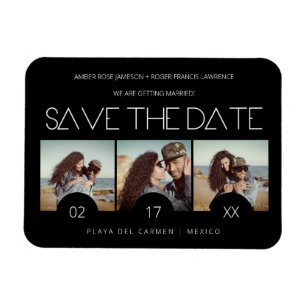 Modern Sript Elegante Romantik Drei Fotos Verlobt Magnet