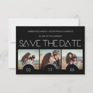 Modern Sript Elegante Romantik Drei Fotos Verlobt Save The Date