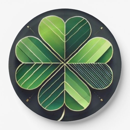 Modern St. Patrick's Day Green Kleeblatt Pappteller (Vorderseite)