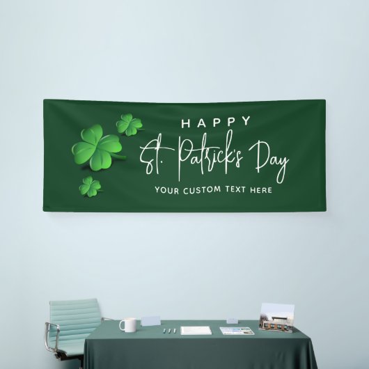 Modern St Patricks Day Green Kleeblatt Party Name Banner (Messeveranstaltung)