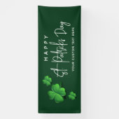 Modern St Patricks Day Green Kleeblatt Party Name Banner (Vertikal)