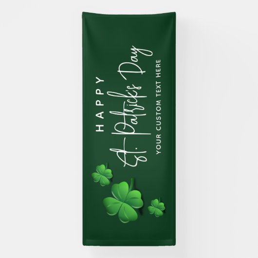 Modern St Patricks Day Green Kleeblatt Party Name Banner (Vertikal)