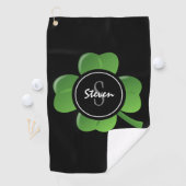 Modern St Patricks Day Lucky Green Kleeblatt Custo Golfhandtuch (Insitu)