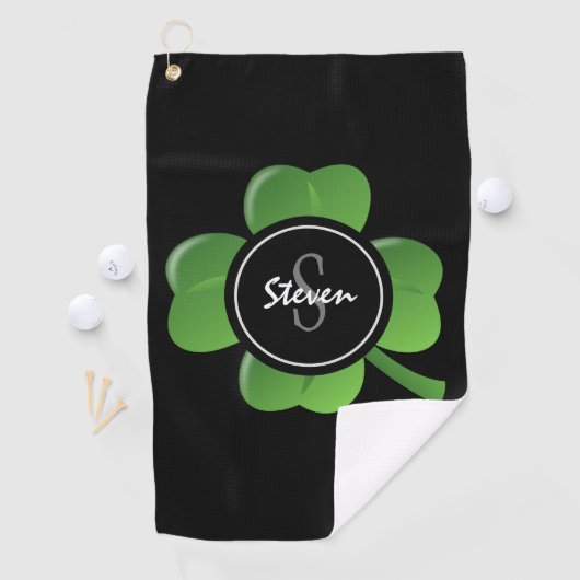 Modern St Patricks Day Lucky Green Kleeblatt Custo Golfhandtuch (Insitu)