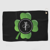Modern St Patricks Day Lucky Green Kleeblatt Custo Golfhandtuch (Horizontal)