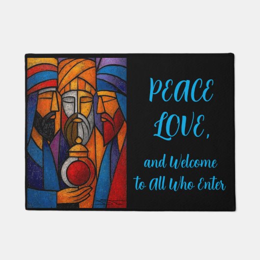 Modern Stained Glass Three Wise Men Fußmatte (Vorderseite)