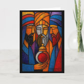 Modern Stained Glass Three Wise Men in English Karte (Vorderseite)