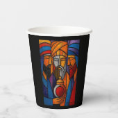 Modern Stained Glass Three Wise Men in English Pappbecher (Rückseite)