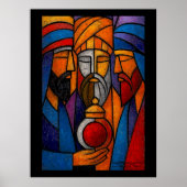 Modern Stained Glass Three Wise Men in English Poster (Vorne)