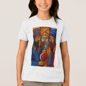 Modern Stained Glass Three Wise Men in English Tri-Blend Shirt (Vorderseite)