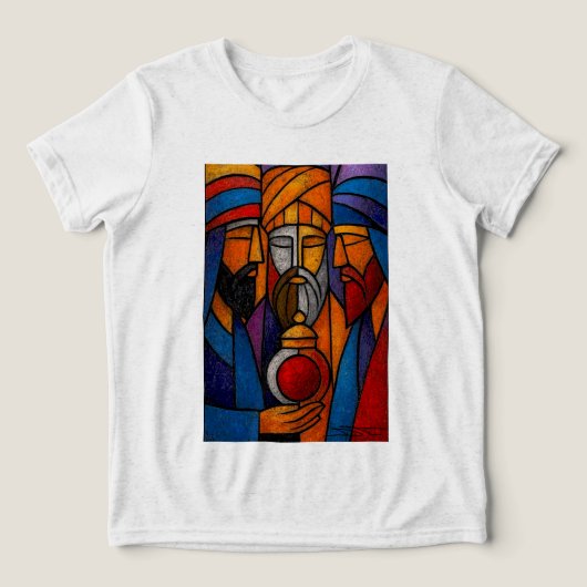 Modern Stained Glass Three Wise Men in English Tri-Blend Shirt (Design Vorderseite)