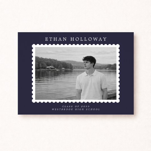 Modern Stamp Style Photo Graduation Announcement Einladung