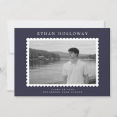 Modern Stamp Style Photo Graduation Announcement Einladung (Vorderseite)