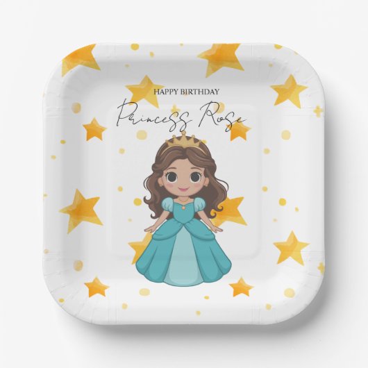 Modern Star and Disney Princess Birthday Pappteller (Vorderseite)