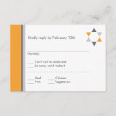 Modern Star Bar Mitzvah Response Card Orange Begleitkarte (Vorderseite)