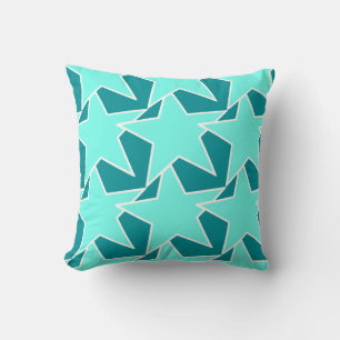 Modern Star Geometric - Aqua und Türkis Kissen