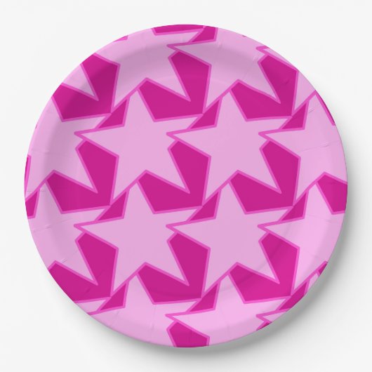 Modern Star Geometric - blassrosa und fuchsia Pappteller (Vorderseite)