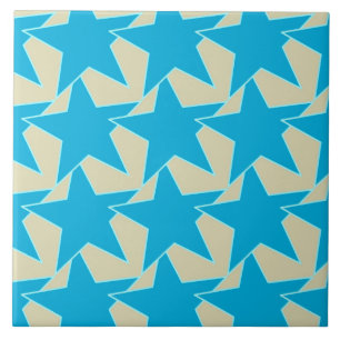 Modern Star Geometric - Blau und Bräunlich Fliese