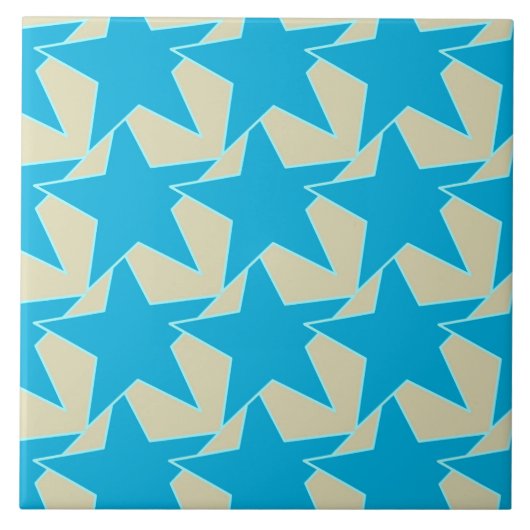 Modern Star Geometric - Blau und Bräunlich Fliese (Vorderseite)