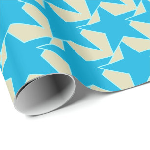 Modern Star Geometric - Blau und Bräunlich Geschenkpapier