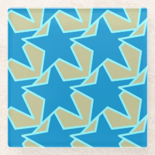 Modern Star Geometric - Blau und Bräunlich Glasuntersetzer