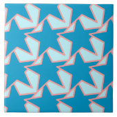 Modern Star Geometric - cerulanisch und himmelblau Fliese (Vorderseite)