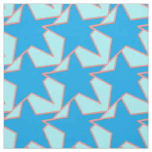 Modern Star Geometric - cerulanisch und himmelblau Stoff