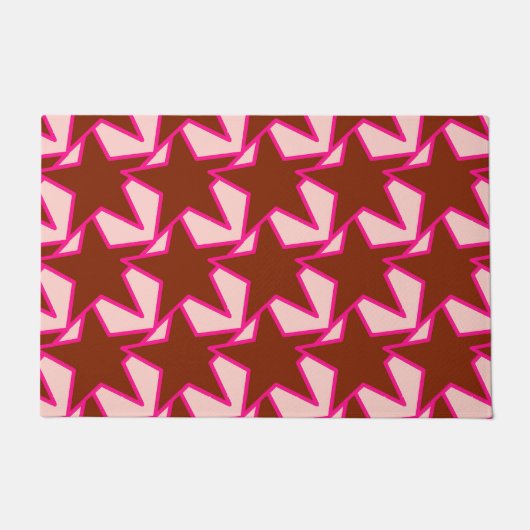 Modern Star Geometric Chocolate Brown & Peach Fußmatte (Vorderseite)