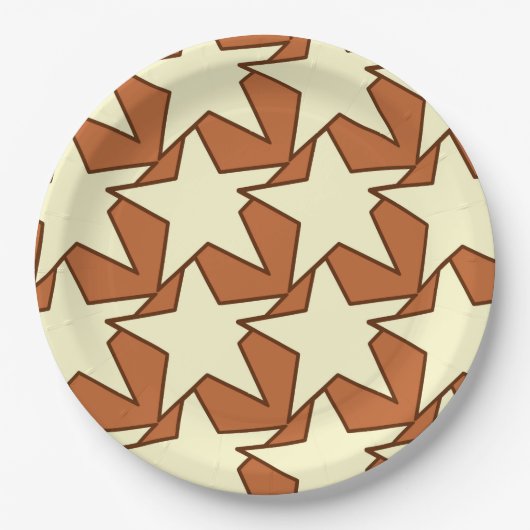 Modern Star Geometric - Creme und Kamelbräune Pappteller (Vorderseite)