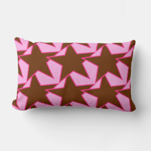 Modern Star Geometric - dunkelbraun und rosa Lendenkissen
