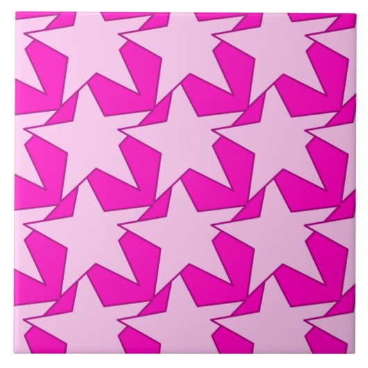 Modern Star Geometric - Fuchsia und Eispink Fliese (Vorderseite)