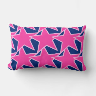 Modern Star Geometric - Fuchsienrosa und Marine Lendenkissen