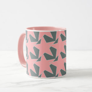 Modern Star Geometric - grau und korallenrosa Tasse