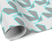 Modern Star Geometric - grau und türkis Geschenkpapier (Rolleneckpunkt)