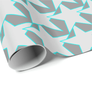 Modern Star Geometric - grau und türkis Geschenkpapier