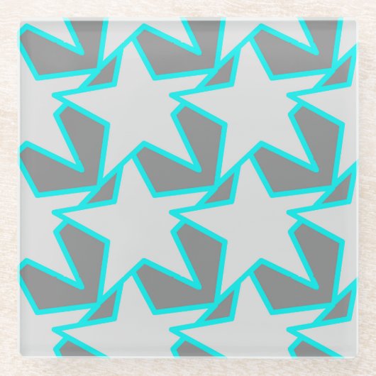 Modern Star Geometric - grau und türkis Glasuntersetzer (Vorderseite)