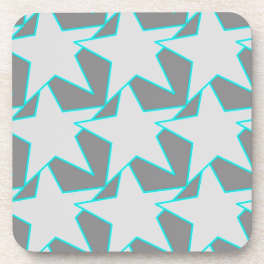 Modern Star Geometric - Graue und türkisfarbene Be Getränkeuntersetzer (Vorderseite)
