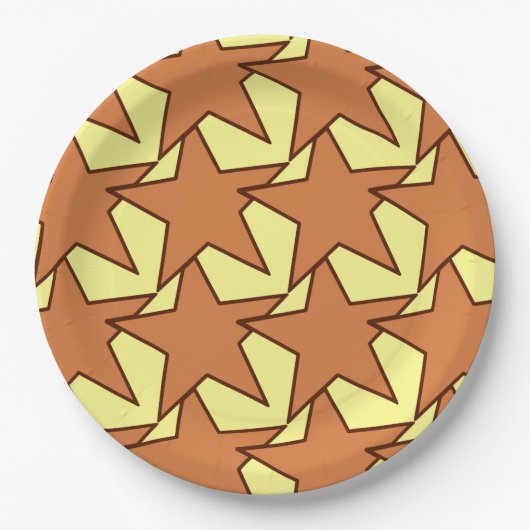 Modern Star Geometric - karamell und gelb Pappteller (Vorderseite)