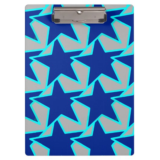 Modern Star Geometric - Kobaltblau und grau Klemmbrett (Vorderseite)